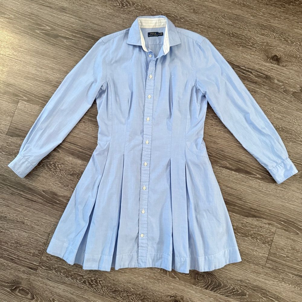 Polo Ralph Lauren Women's Blue Flared Shirt Dress